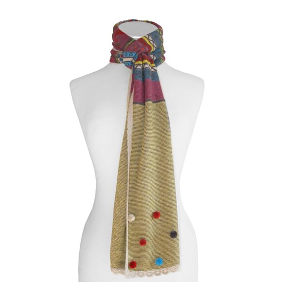 Mix of Jacquard and Stitches Scarf. Made in Peru. - Picture 1 of 5
